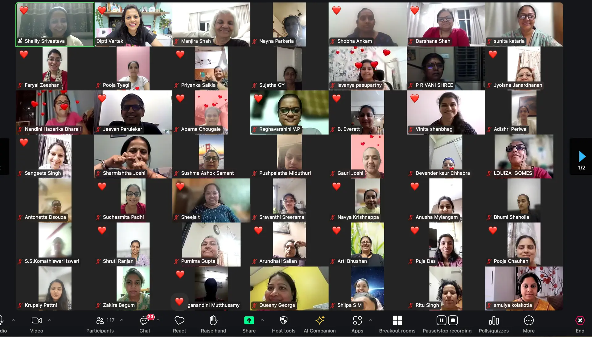 117 bakers smiling and reacting during a live MMP session